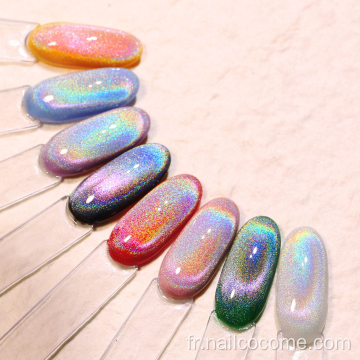 2022 Dernier produit Gel Effet holographique Laser Cat Eye Gel Polish Nail Art Magnet Rainbow Cat Eye